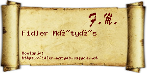 Fidler Mátyás névjegykártya